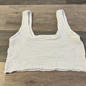 Women’s cropped bathing suit cover up, knitted